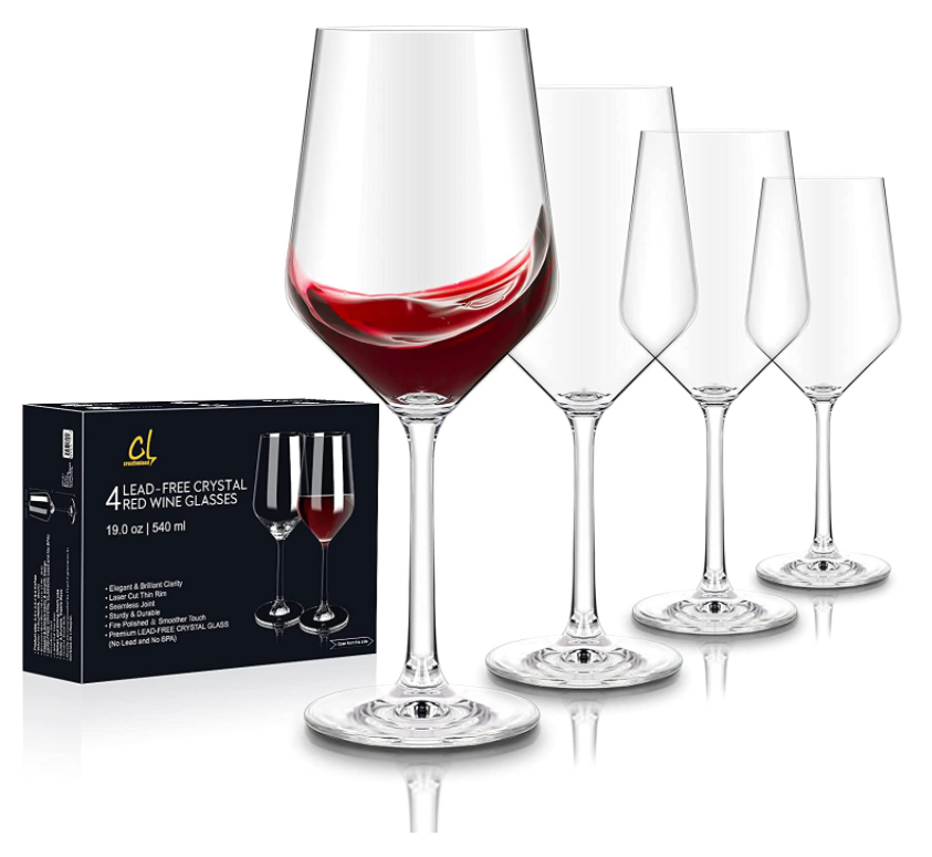 crystal red wine glasses set